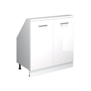 Mobile cucina sottotetto R-Line Bianco lucido/Bianco 80 cm con 2 porte Vicco
