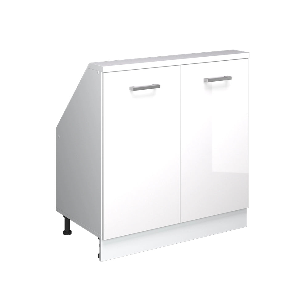 Mobile cucina sottotetto R-Line Bianco lucido/Bianco 80 cm con 2 porte Vicco