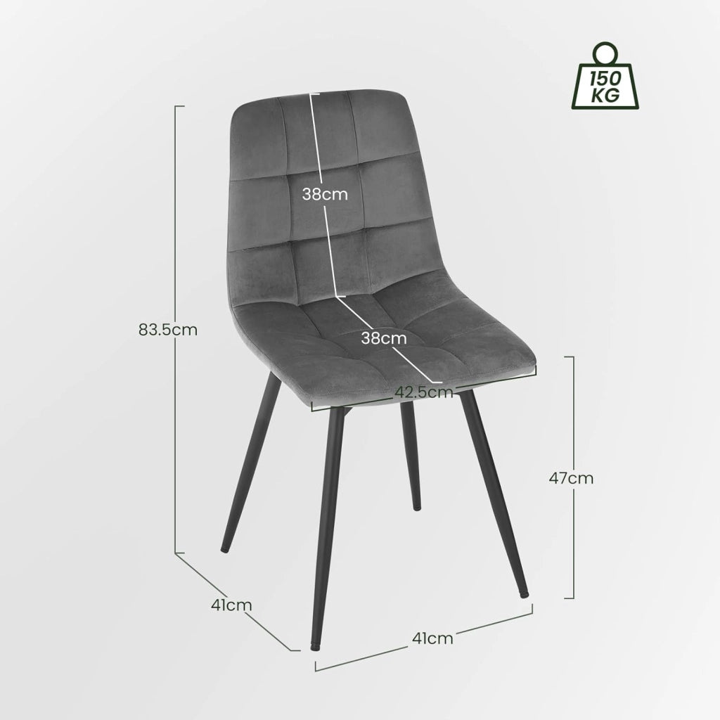 4 x Sedie da Pranzo Girevoli, Sedie Cucina in Velluto con Schienale e Gambe in Metallo, Stile Moderno, per Cucina, Camera da Letto e Soggiorno, Grigio Scuro