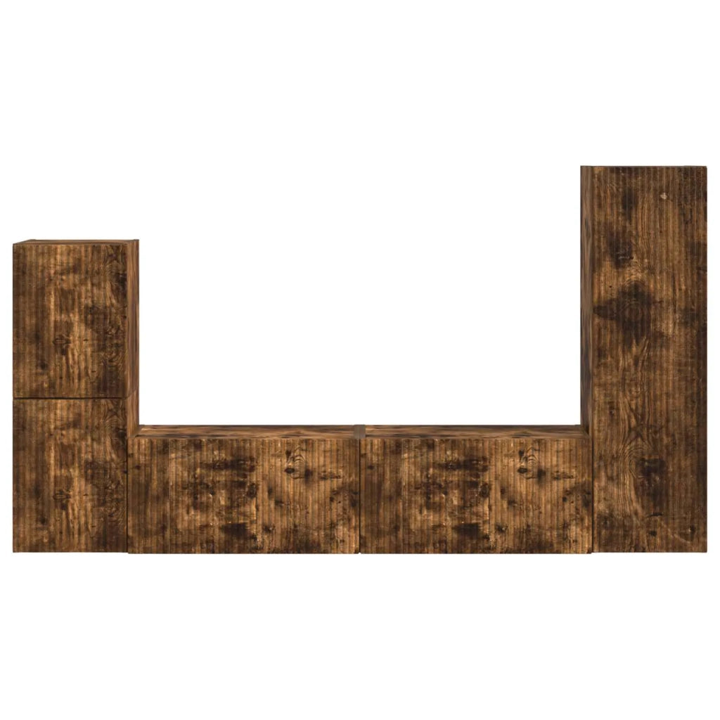 Set mobile TV 4 pz | Armadietto TV | Mobile Porta TV Rovere fum¨¦ Legno multistrato