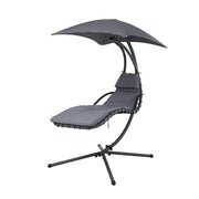 Altalena da giardino sospesa con ombrellone – 170x103x193 cm – Nero – Comfort ed eleganza