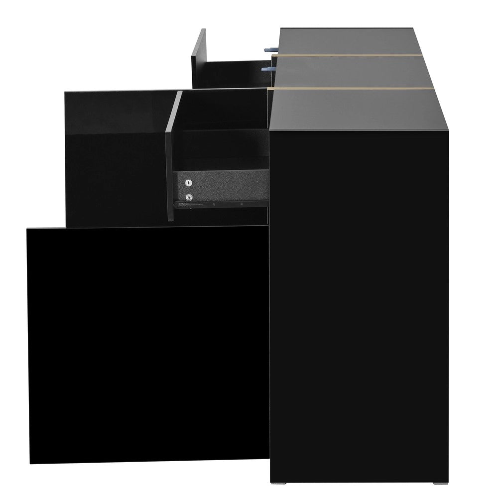 Credenza Moderna ¨C MINIMAL ¨C Bianco Lucido, 3 Ante e 2 Cassetti, Soggiorno e Ingresso