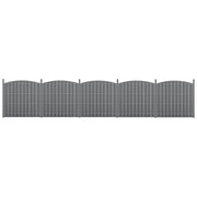 Recinzione frangivento/schermo per la privacy a semicerchio in legno composito WPC 5 pezzi 185 x 932 cm grigio 03_0006597