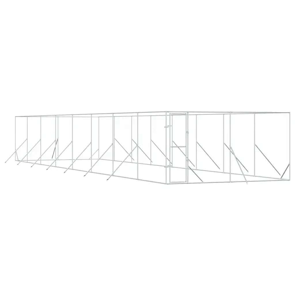 Cuccia per Cani da Esterno Argento 4x16x2 m in Acciaio Zincato