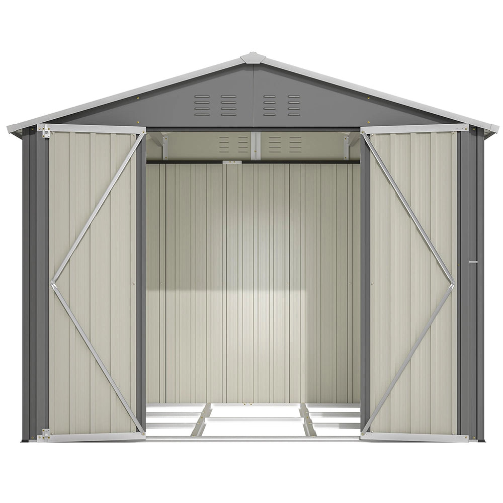 Ripostiglio per attrezzi in metallo - Xylo - 8x6FT - Colore antracite - Porta battante, ideale per attrezzi da giardino