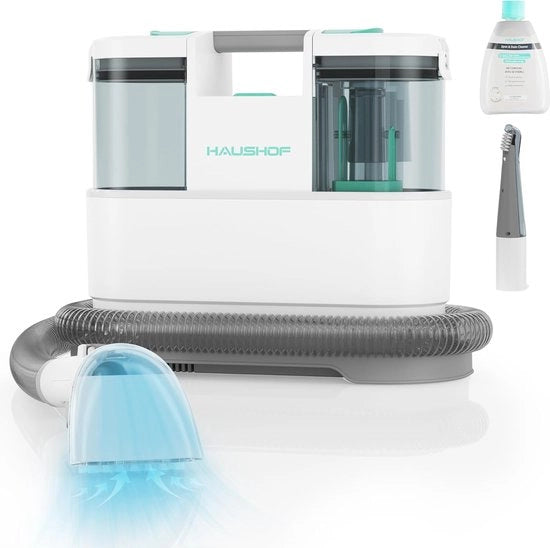 Apparecchio per pulire tappeti - Incl. 2 accessori di installazione - Pulitore di macchie 1,5L serbatoio acqua - Aspiratore acqua e polvere 450W - Bianco