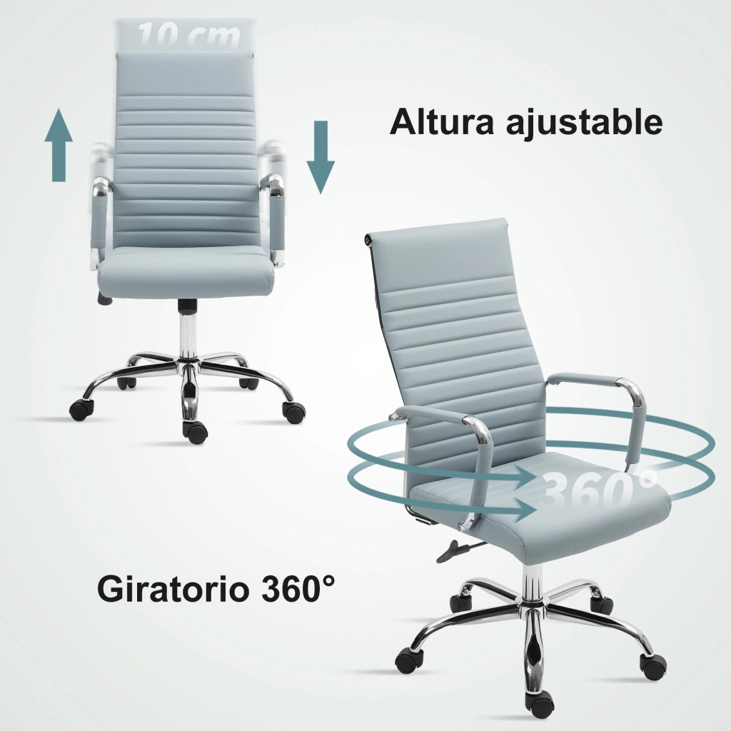 Sedia da Ufficio Girevole con Schienale Alto Regolabile in Altezza ¨C zephmum ¨C Grigio Chiaro
