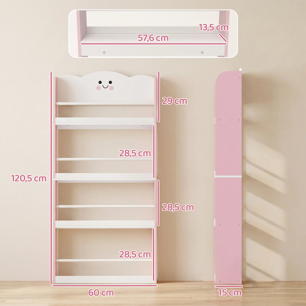 Libreria per bambini 4 livelli ¨C zephmum ¨C rosa 80x24x