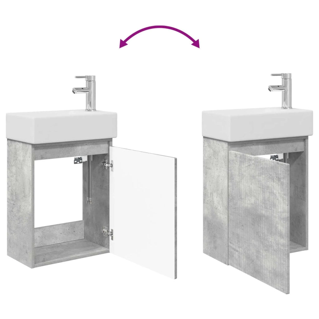 Mobile bagno con rubinetto Grigio Cemento 45,5 x 22,5 x 84 cm 889454