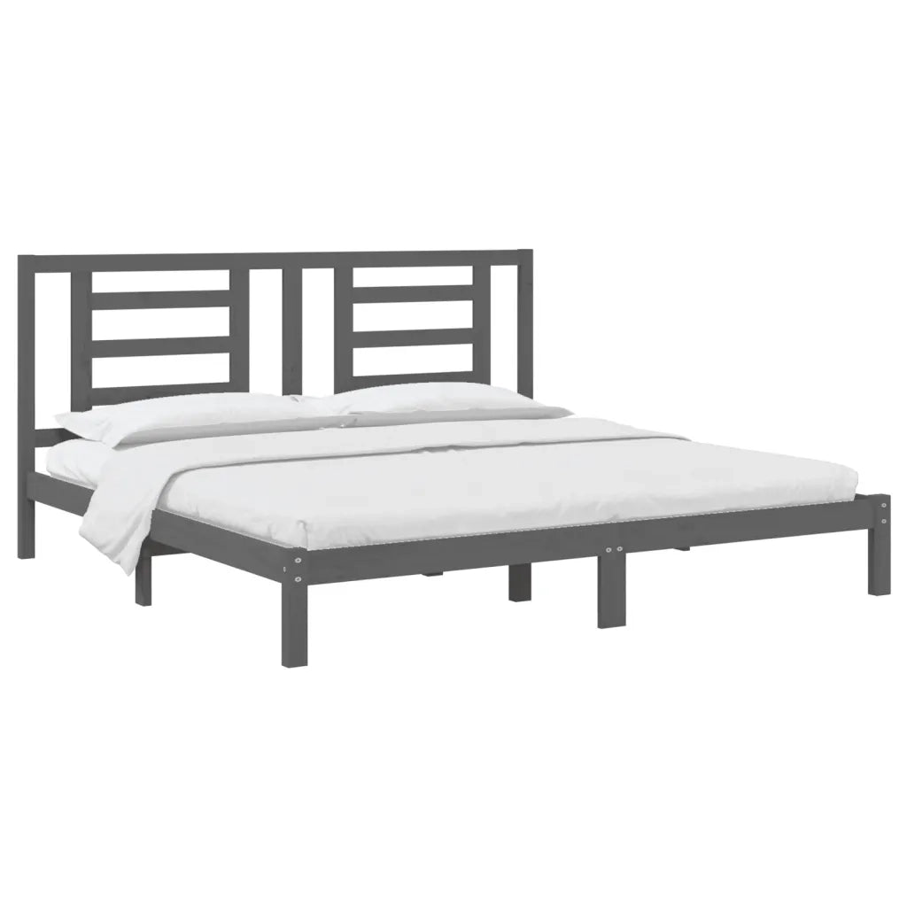 Giroletto-Struttura Letto Grigio in Legno Massello di Pino 200x200 cm 137426