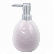 Trade Shop - Dispenser Sapone Liquido In Ceramica Striato Rosato Erogatore Silver Bagno 59872 -