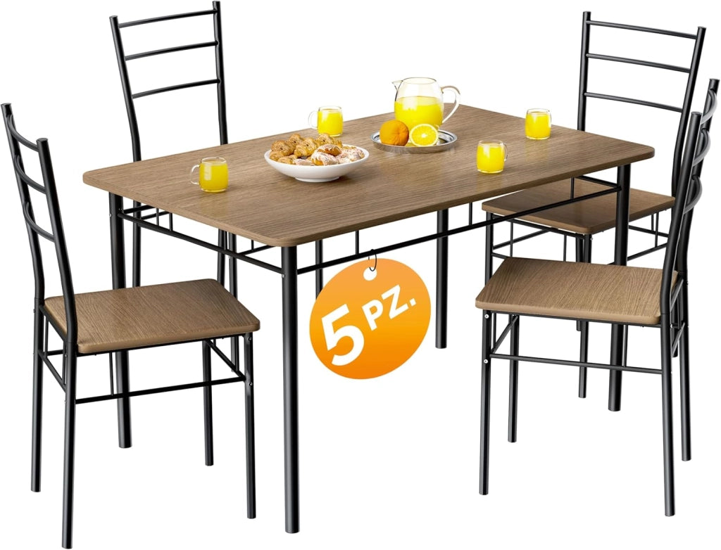 ® Gruppo di Sedute Leo Set 5 Pezzi Tavolo da Pranzo con 4 Sedie Set di Mobili per Sala Cucina Soggiorno Salotto Set da Pranzo Tavoli Sedia