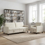 Set di Divani con Storage 2 pz Crema Poliestere 3429254
