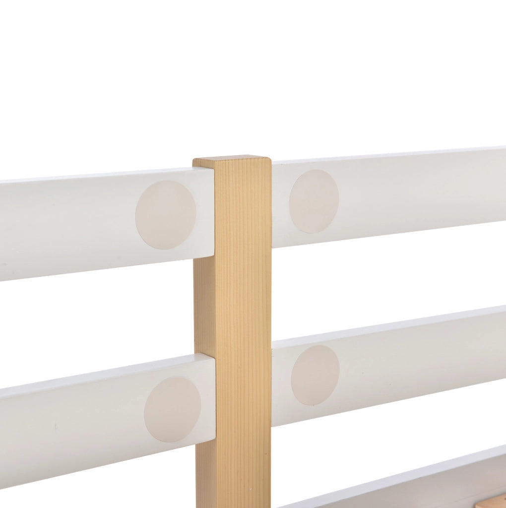 Letto a soppalco 90x200 cm con lavagna e scala contenitore in legno e MDF bianco