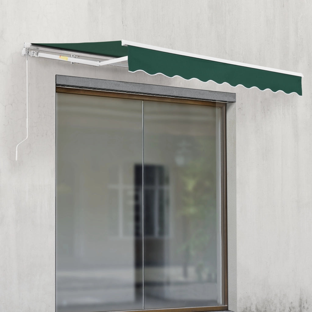 Tenda da Sole a Muro Bitonto con Bracci Estensibili e Manovella 350 x 250 cm (LxP) Verde Scuro [en.casa]