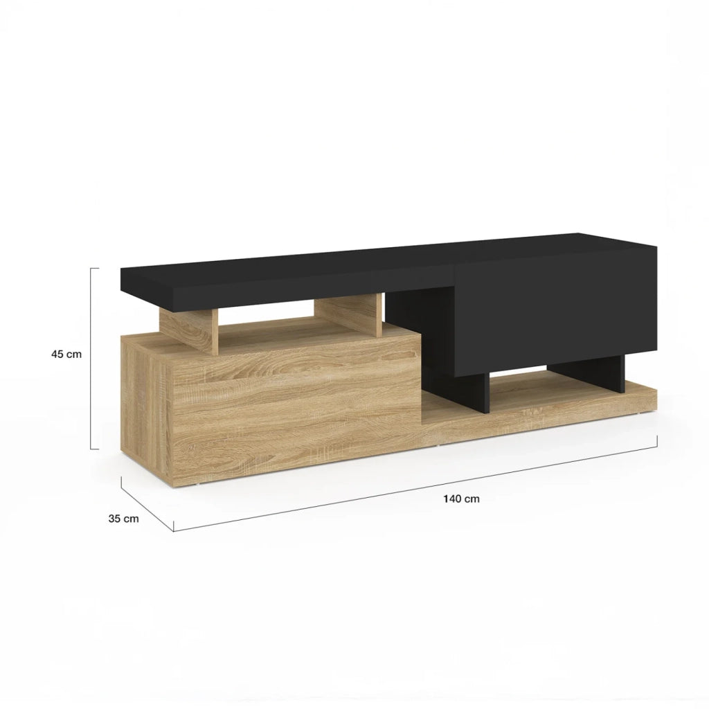 IDMarket - ANGULO 140 cm Porta TV a 2 ante effetto legno e nero