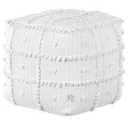 Pouf in cotone bianco 40 x 40 cm pouf motivo geometrico imbottitura in EPS chiusura con zip boho moderno