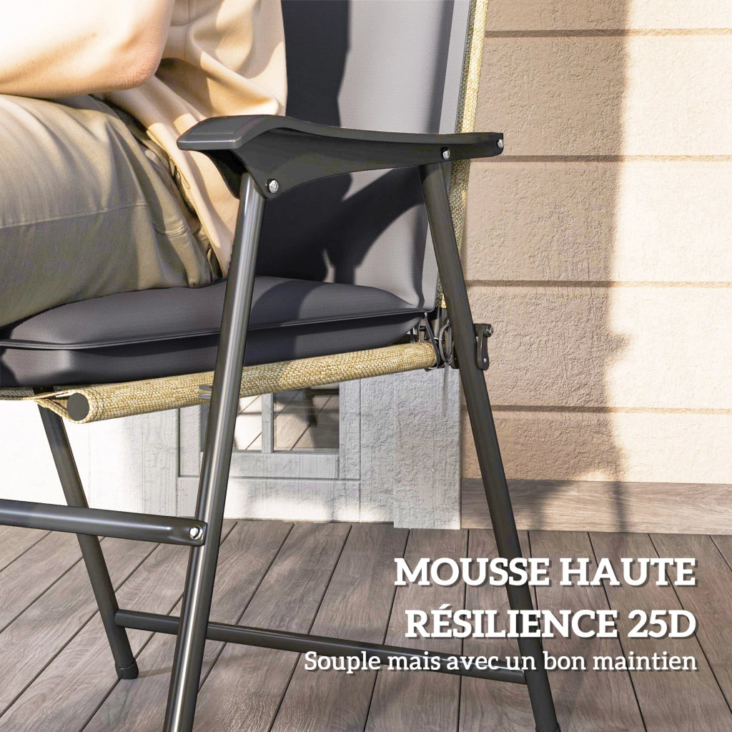 Set 4 Cuscini per Sedie da Giardino ¨C Xylo ¨C Grigio 124x50x5cm con Attacchi Regolabili UPF50+
