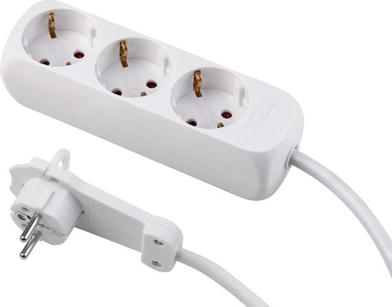 Scatola di connessione a terra 3-fuochi - 14 metri di cavo - bianco - IP20 interno - scatola di connessione con connettore a terra