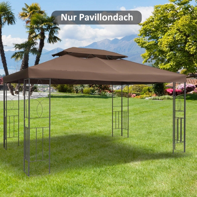Tetto di ricambio per gazebo da giardino 3x4m in poliestere color caff¨¨
