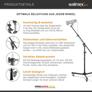 Stativo a giraffa con ruote, treppiede regolabile in altezza da 130 a 390 cm, braccio telescopico estensibile da 115 a 215 cm, stabile supporto per lampade da studio, softbox e riflettori