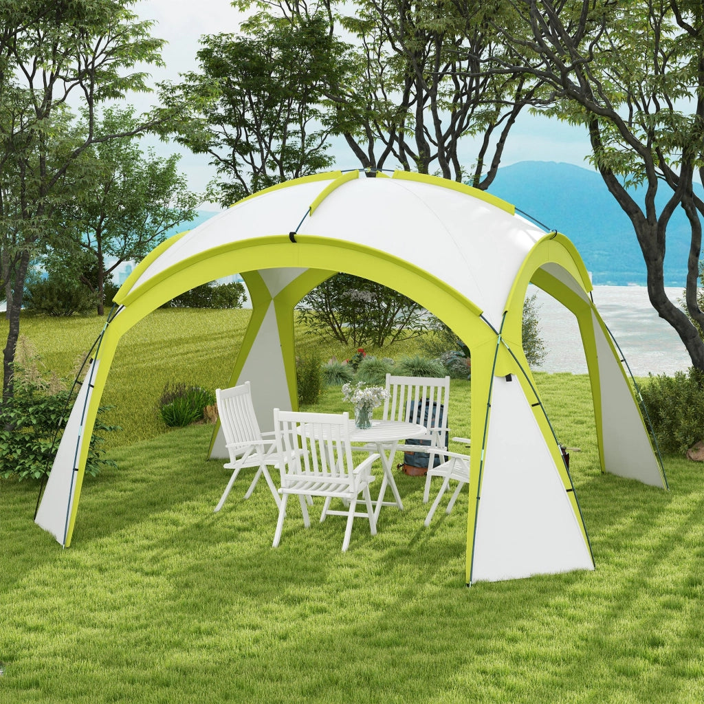 Gazebo da Giardino 3.5x3.5m con Porta ¨C Zephmum ¨C Verde, Poliestere Impermeabile
