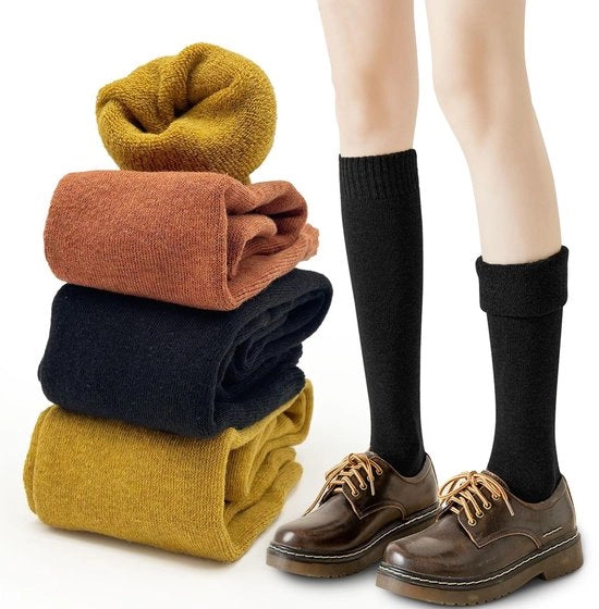 Sokke per ginocchio alte per donne e ragazze - materiale soffice e respirante - misure 35-40 - calze termiche per donne e ragazze