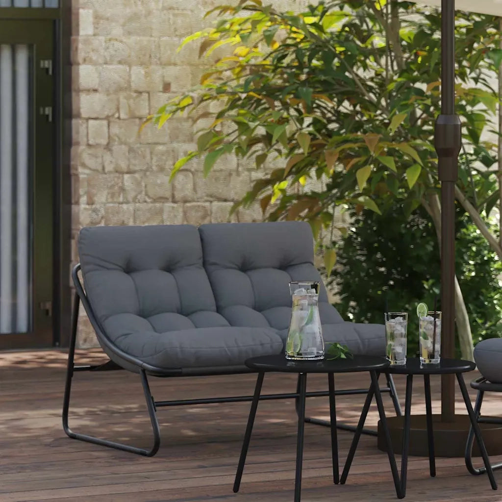Arredamento da Giardino con cuscino Nero 110 x 81 x 71 cm CFW1382506
