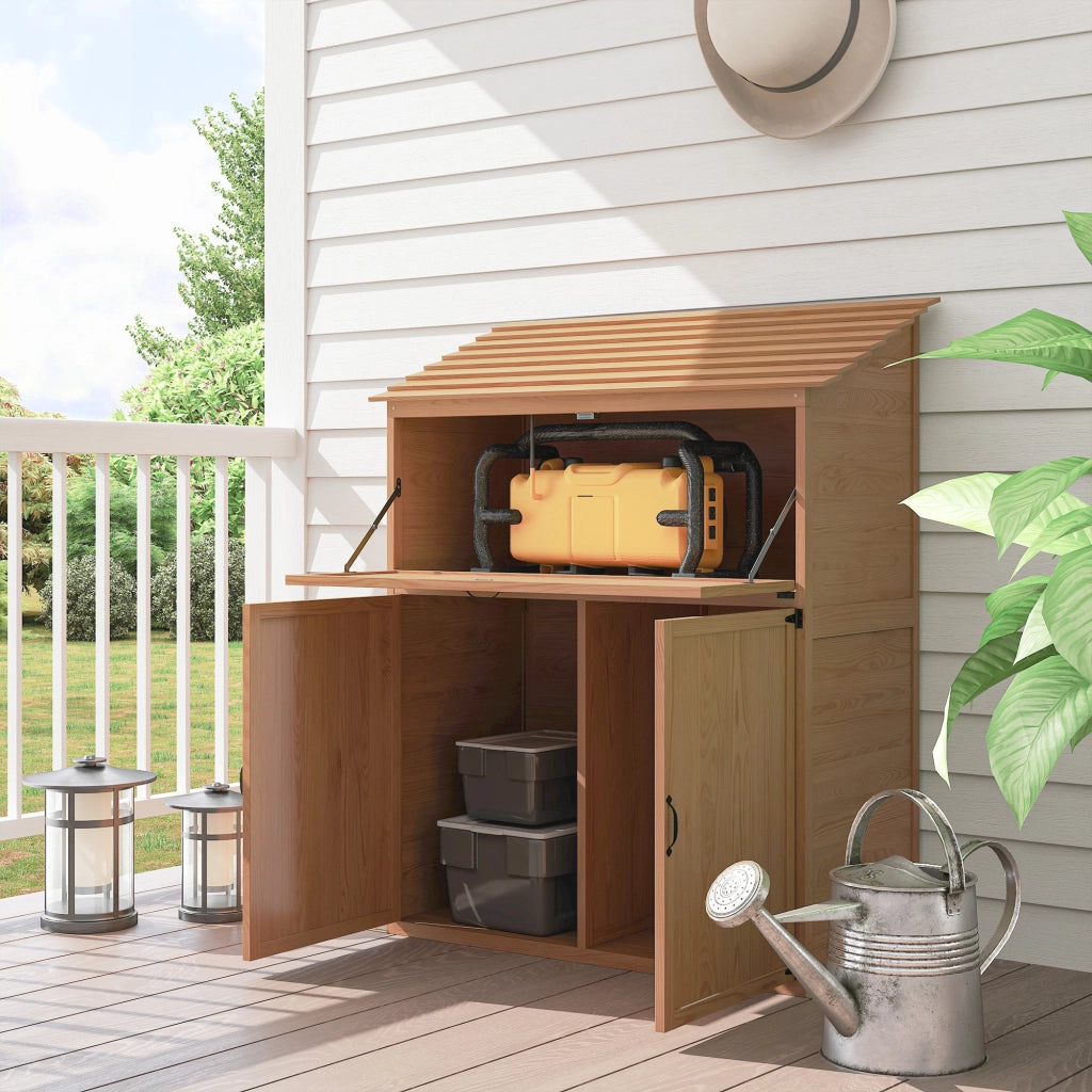 Armadio da giardino con tavolo pieghevole ¨C zephmum ¨C legno di abete marrone 110x54x136 cm