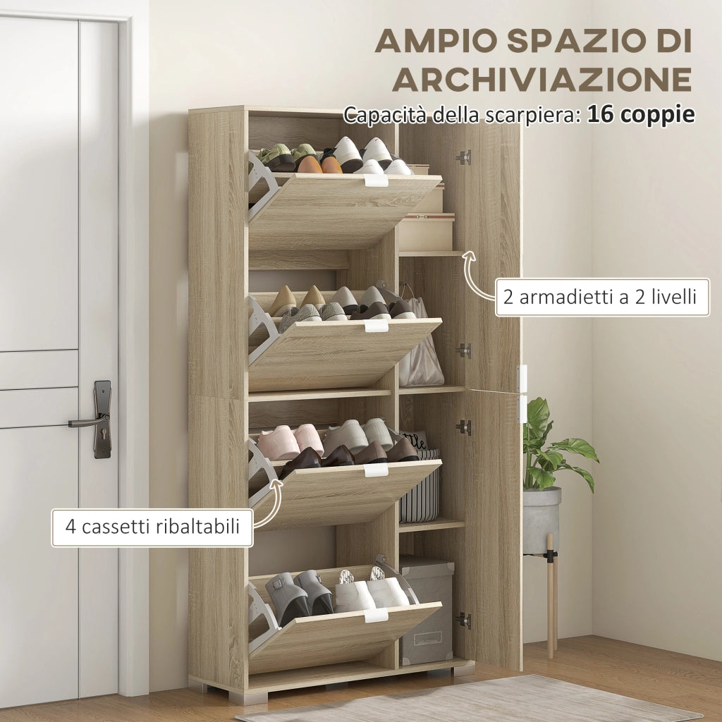Armadio Scarpiera con Specchio ¨C Zephmum ¨C Rovere 82x30x168cm