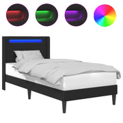 Letto singolo | Letto per adulti | Struttura del letto con strisce LED Nero 90 x 200 cm Similpelle