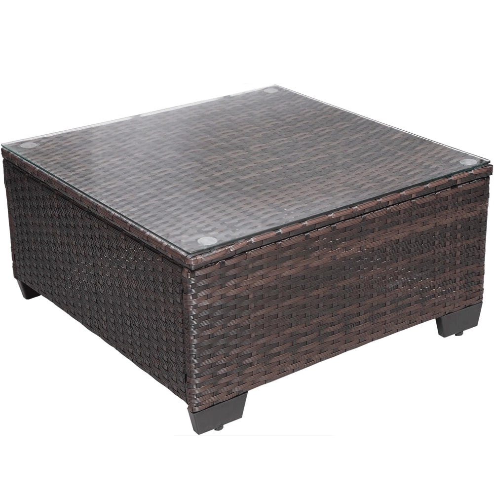 Set Patio Divano Modulabile da Esterno in Polyrattan Cuscini Beige da Giardino