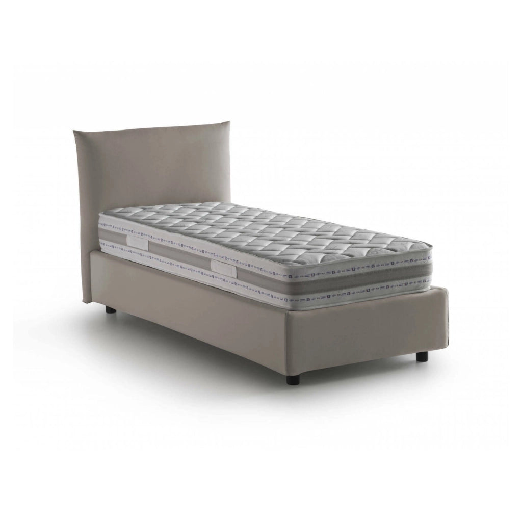 Astianatte, Letto Singolo Materasso Incluso Made in Italy, Grigio Tortora
