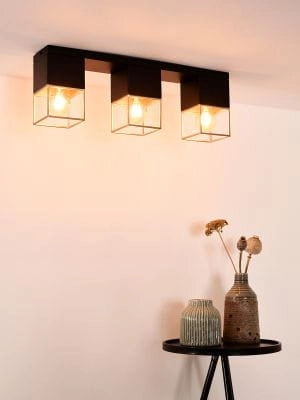 Plafoniera Lucide Rixt metallo oro/nero 3xE27 dimmerabile 54cm