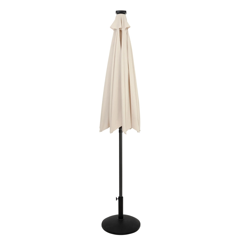 Ombrellone LED Inclinabile 2,7m Cream con Base e Luci Solari