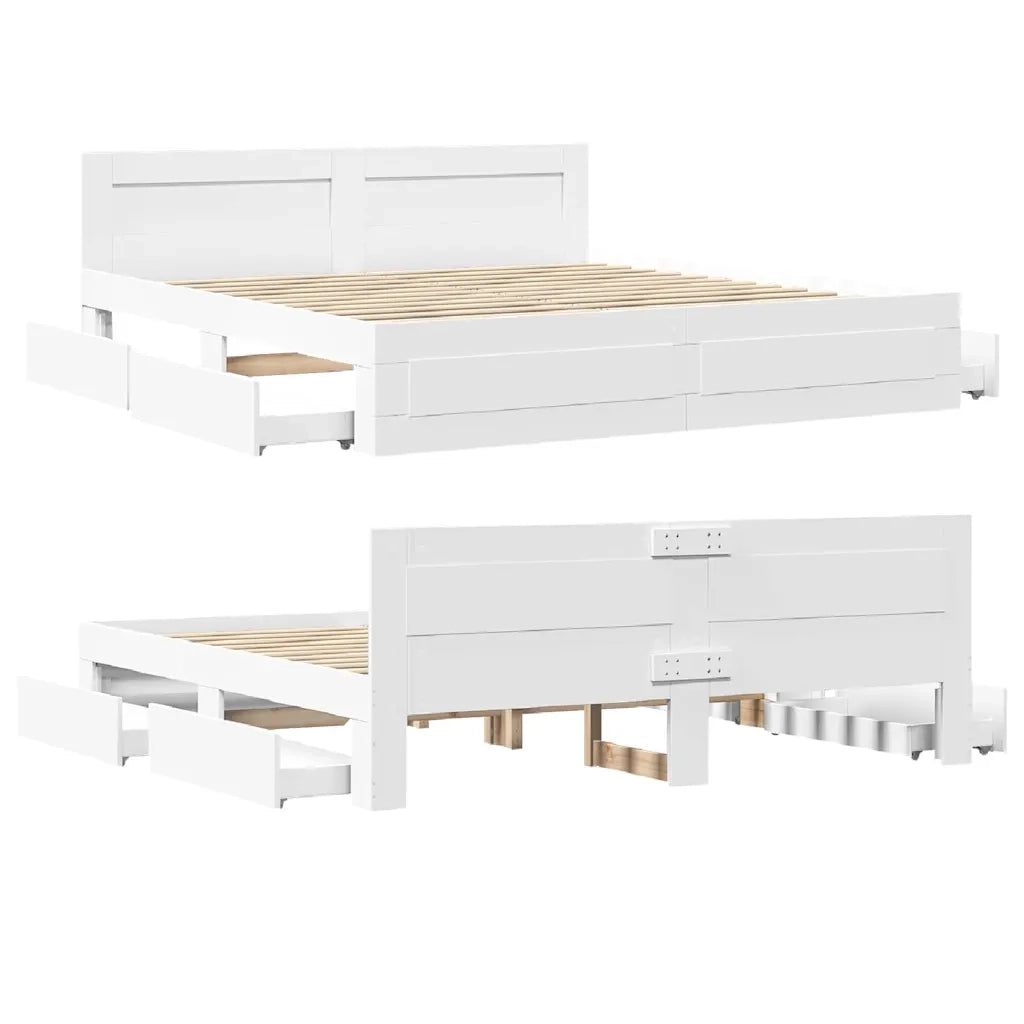 Struttura del letto 2 pcs Bianco 193 x 203 cm Legno multistrato 3402859