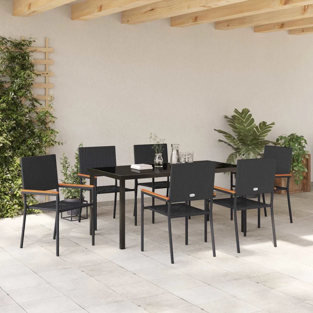Set da Pranzo per Giardino con cuscino 7 pcs Nero polyrattan 3379706