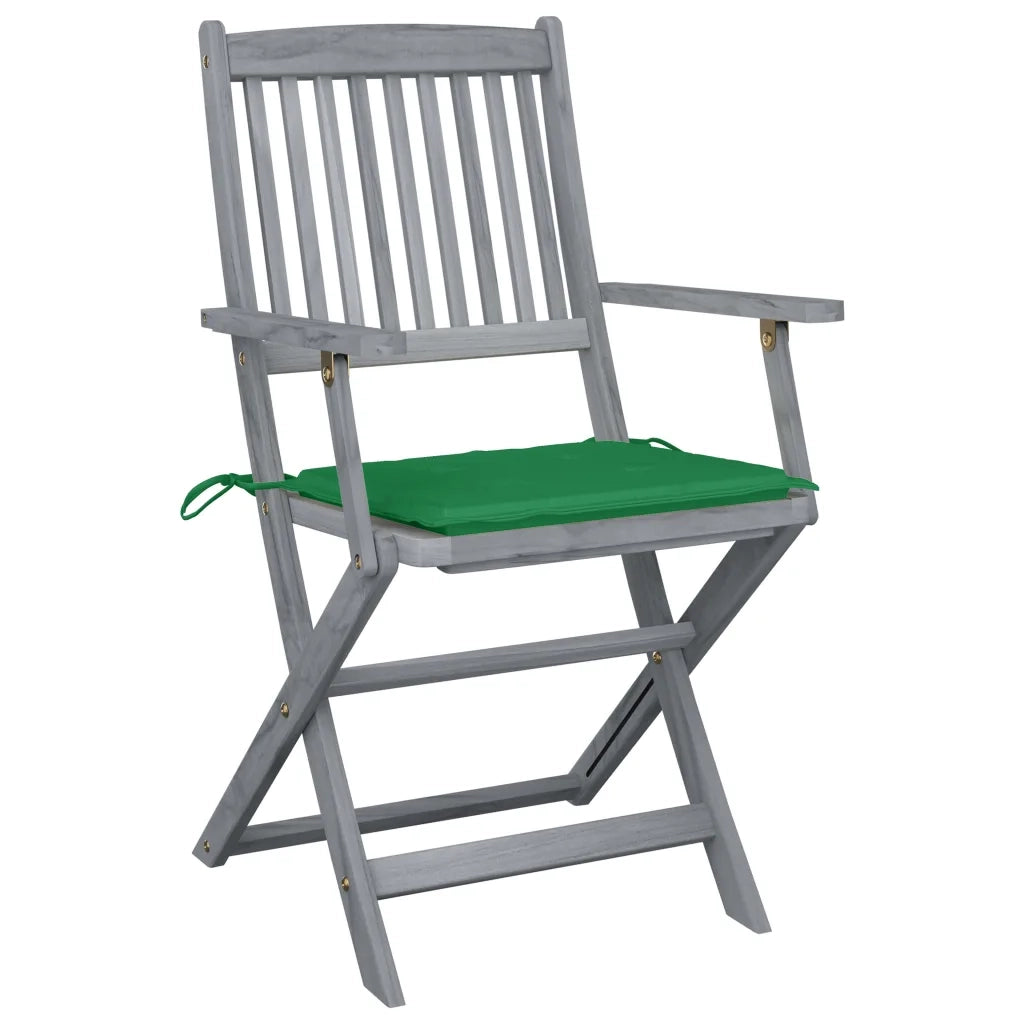 Sedie da Giardino Pieghevoli 4pz con Cuscini in Massello Acacia 3064514