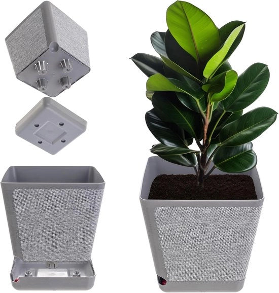 Vaso di plastica decorativo con sistema di irrigazione e piedistallo - 30 cm