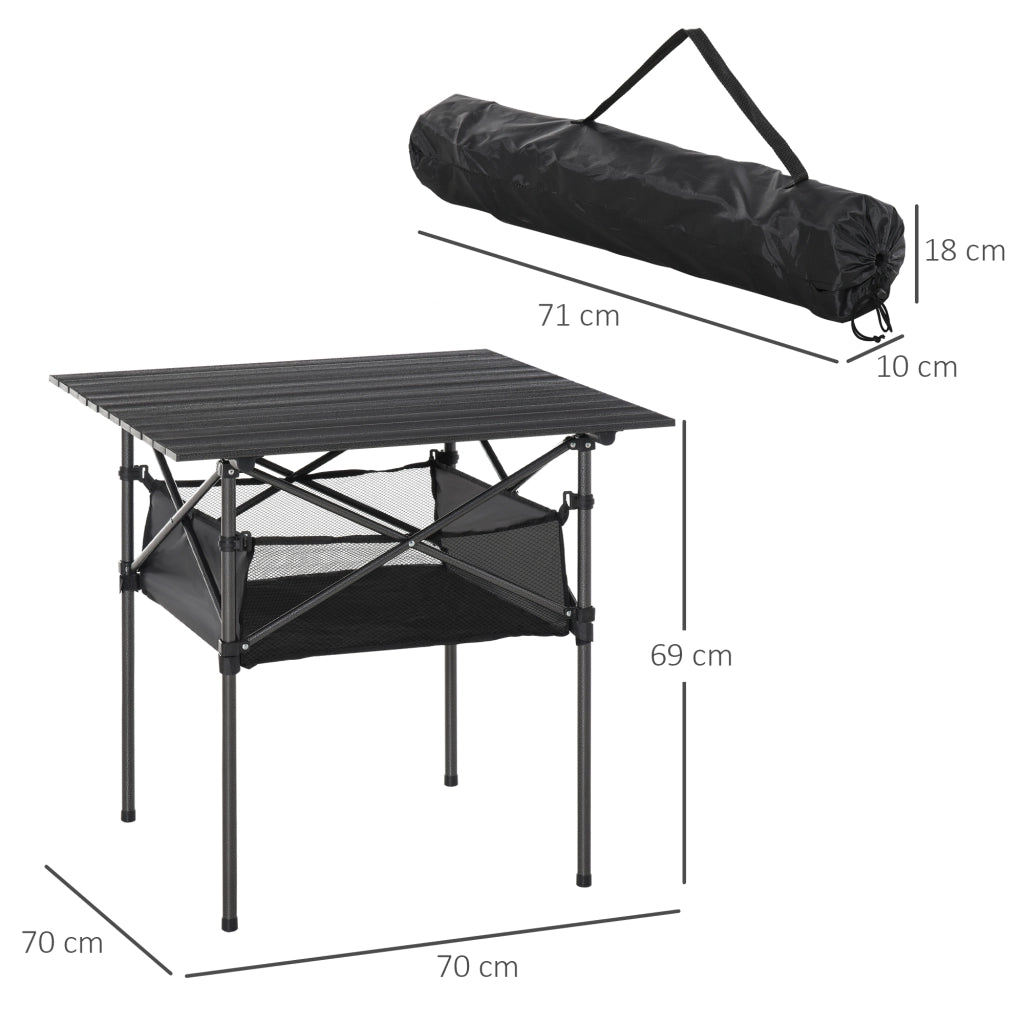 TAVOLO DA CAMPEGGIO 2 in 1 70x70x69 cm Alluminio Grigio con borsa