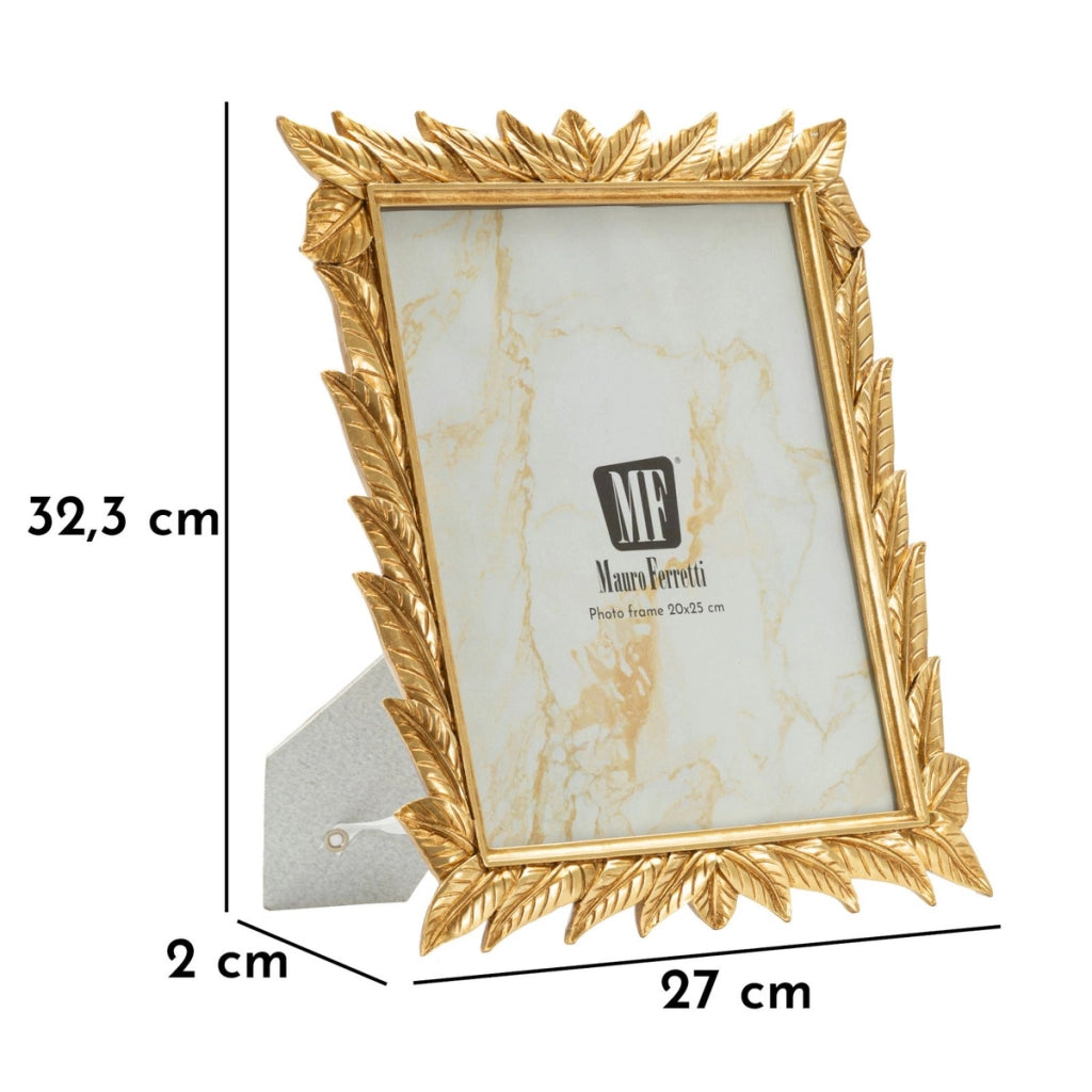 Cornice portafoto Laurel oro con decoro a foglie di alloro 20x25 cm