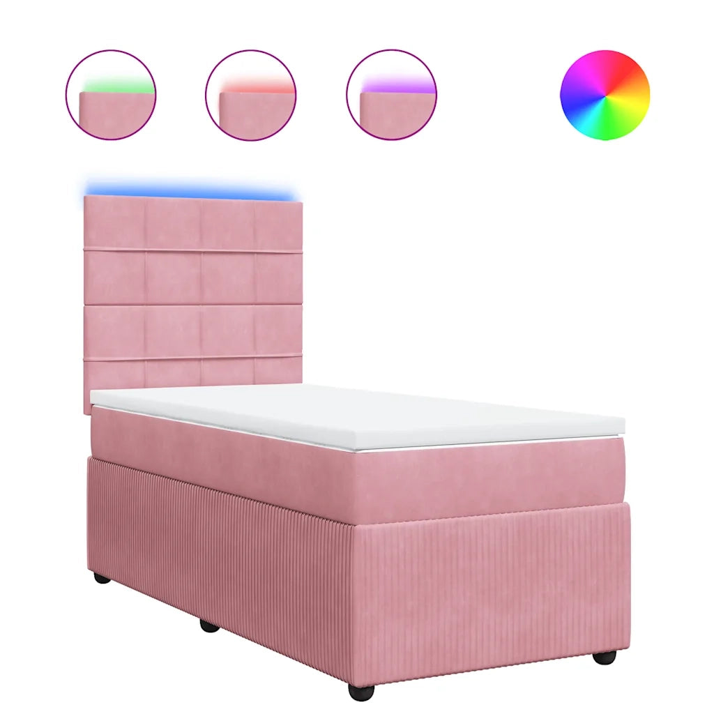 Giroletto a Molle con Materasso Rosa 100x200 cm in Velluto