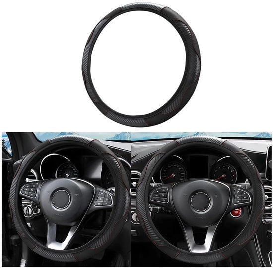 Supporto Guida Antiscivolo - Resistente al Calore - Pelle Microfibra - Diametro 37-38 cm - Accessori Auto - Flessibile e Estensibile - Copertura Manubrio