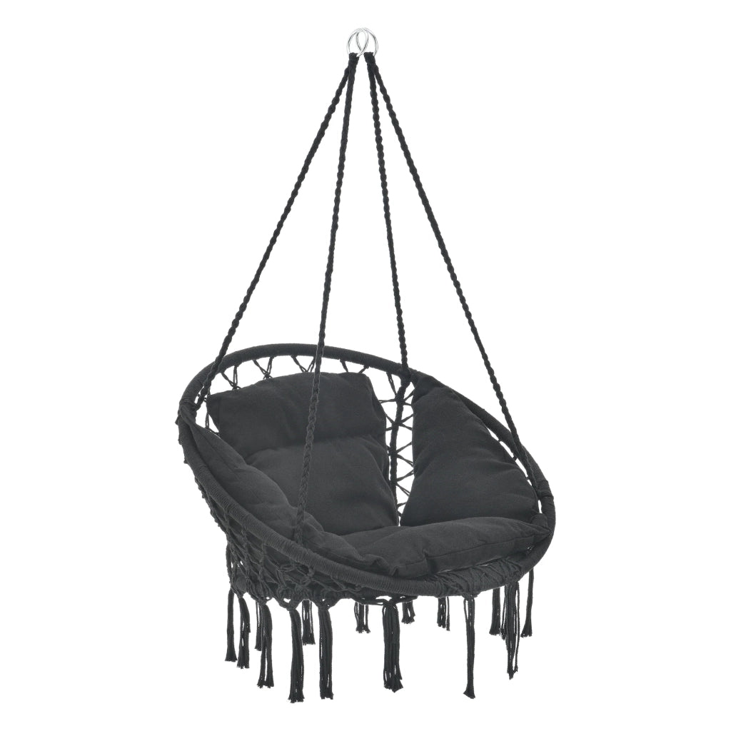 Amaca rotonda con cuscino sedia sospesa diametro seduta 60 cm nera 03_0006060