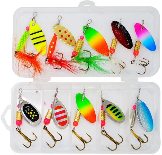 Set di 10 pezzi per pesca con l'amo - Forellepel/Kunsthaas - Treccia a tre denti - Colori neon - Materiali di alta qualità - Amo artificiale