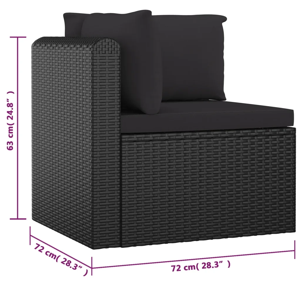 Set Divani da Giardino 9 pz con Cuscini in Polyrattan Nero cod mxl 40524