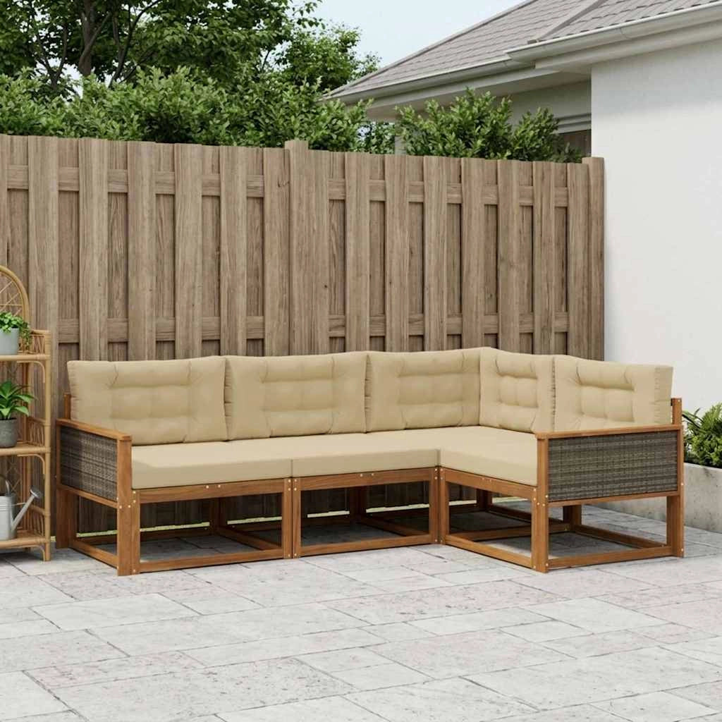Set di divani da esterno 4 pz Naturale e Beige 3382521