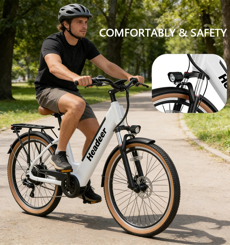 Bici Elettrica Donna 26" Retro 250W Conforme UE,Batteria 48V 11,5Ah Rimovibile,Shimano 7 Marce,Forcella Ammortizzata,3 Modalit¨¤,Urbana Autonomia 80km