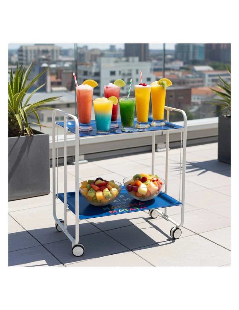 Carrello da cucina pieghevole bianco con ruote BAUHAUS 2 ripiani