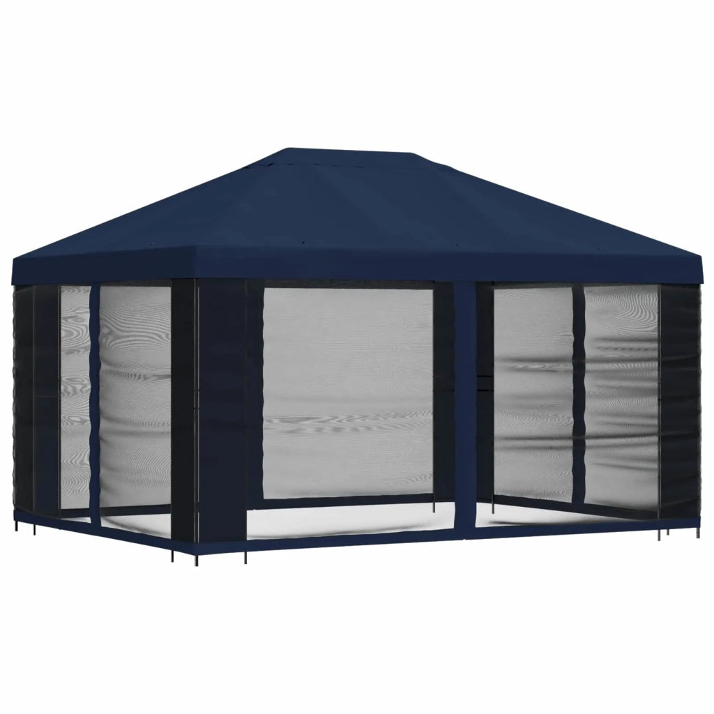 Gazebo da giardino con pareti laterali 4 × 3 m Blu 900391